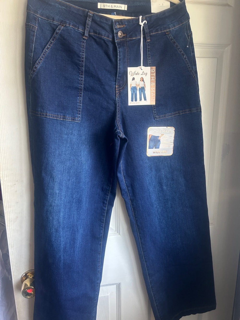 9th & Main Relaxed Wide-Leg Jeans High Rise 18W in Dark Blue